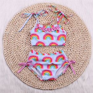 Maillot de bain deux pièces pour filles impression arc-en-ciel maillot de bain d'été pour bébé <span class=keywords><strong>avec</strong></span> doublure - Product Image 2