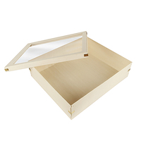 Noël En Bois Boîte D'emballage Logo Personnalisé Bouton En Métal Conteneur Avec Fenêtre