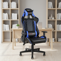 Chaise de jeu professionnelle moderne réglable pivotante inclinable en cuir PU avec roulettes, dossier haut, design ergonomique pour l'e-sport et le jeu sur PC