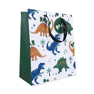 손잡이와 리팩 사용자 정의 귀여운 동물 공룡 인쇄 선물 종이 가방
