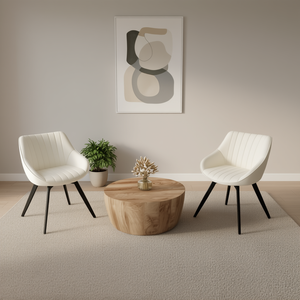 Set Tavolo da Caffè in MDF Stile Medievale con 2 Sedie da Pranzo, Design a Tamburo, Gambe in Metallo Nero, Arredamento per Soggiorno e Cucina - Product Image 2