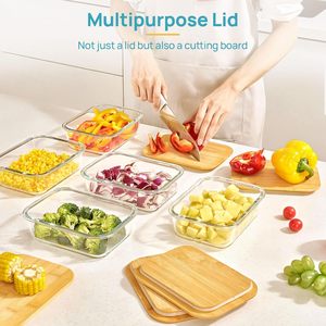 Ensemble de boîtes de rangement en verre 2020, récipients alimentaires avec couvercle en bambou, OEM - Product Image 3