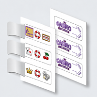 Divertidos billetes de raspar con impresión de datos personalizados, temática de casino, diseño elegante, tres ventanas, premio instantáneo, tarjeta de apertura rápida