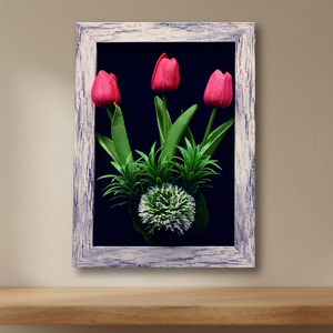 Cadre mural rectangulaire en bois au design moderne avec motif personnalisé pour fleurs artificielles - 40x23 cm (AFF-Frame-10) - Product Image 2