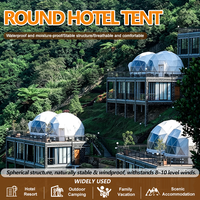 Dôme de glamping géométrique en acier de luxe pour hôtel, abri extérieur de type igloo, tente géodésique ronde