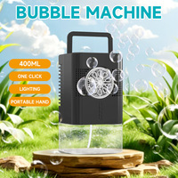 Machine à bulles automatique en plastique de 400 ml avec lumières LED colorées pour les fêtes et activités de plein air, rechargeable par USB