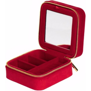 Portable Velvet Mini Jewelry Organizer Practical and Stylish Girls <b>Small</b> Jewelry Boxes Organizer with Wall <b>Mirror</b> Stand - Product Image 5