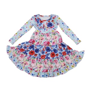 open lace back dress Tween Girls' Cute Bow Front Long Sleeve Party Dress – Elonnashop main image 0