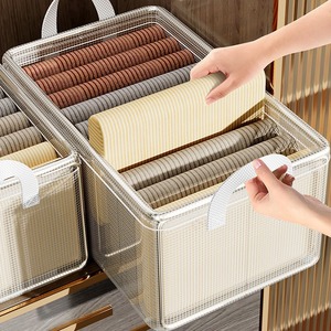 Caja de almacenamiento de tela de malla de PVC transparente plegable, armario, ropa, pantalones, contenedores organizadores con marco de acero - Product Image 1