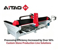 AiTao Máquina de corte CNC de 5 ejes para granito, cortadora de mármol, sierra de puente, 3200 mm de longitud, motor de 26 kW con engranajes para baldosas de piedra sinterizada