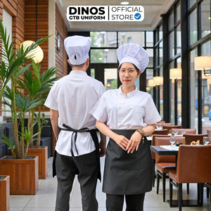 Wholesale Chef Uniform Short Sleeve <b>White</b> Black Trim Breathable Lightweight Polyester Cotton Restaurant Kitchen Hotel Supplier - Product Image 1
