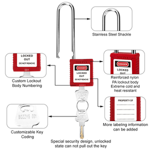 Cadenas de sécurité Loto <span class=keywords><strong>Locks</strong></span> Manufacturer à anse en acier de 76 mm, à clé identique, avec clé maîtresse pour la consignation et l'étiquetage industriel - Product Image 6