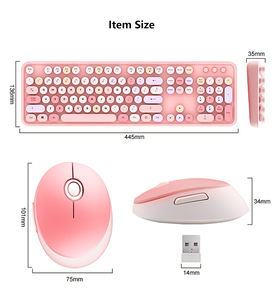 2.4G USB人間工学に基づいたカラフルなコンピューターワイヤレスキーボードマウスコンボタイプライターフレキシブルキーオフィスフルサイズキーボードセット - Product Image 6