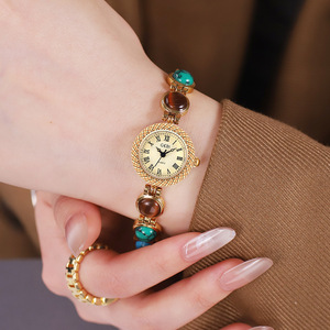 Reloj de cuarzo para mujer con cronógrafo de lujo, estilo antiguo, de alta gama, colorido, con puntero y piedra ojo de gato - Product Image 6
