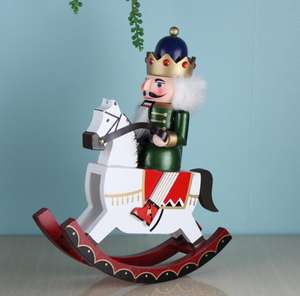 Schiaccianoci Decorativo 30cm, Ornamenti in Legno, Cavallo a Dondolo, Cavallo da Guerra in Legno, Schiaccianoci - Product Image 6