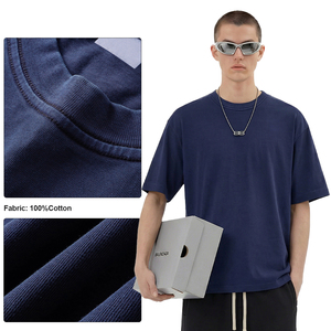 Camiseta de Alta Calidad con Logotipo Personalizado, Estilo Boxy, Lavada, Desgastada, Oversize, Hombros Caídos, Algodón Grueso, para Hombre - Product Image 3