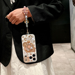 Cho Iphone 17 16 Pro Max Cộng Với Dễ Thương Hoa Kim Cương Rhinestone Bướm Từ Đứng Chủ Ngọc Trai Cổ Tay Chuỗi Điện Thoại Trường Hợp Bìa - Product Image 4