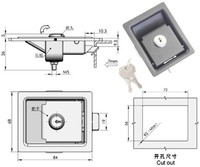 Serrure de porte d'entrée industrielle en acier noir DL10A-84 pour caravane et camping-car avec 2 clés pour la sécurité des remorques à chevaux et des camping-cars