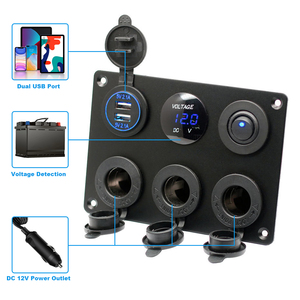 Tùy chỉnh DC 12 VOLT 24 Volt lõm chuyển đổi nút chuyển đổi 3.1A đôi USB Charger <span class=keywords><strong>6</strong></span> gang Rocker thuyền Marine bảng chuyển đổi cho RV - Product Image 5