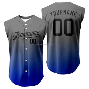 Maillot de Baseball dégradé personnalisé sans manches entraînement chemise de sport athlétique vêtements de sport Hip Hop uniformes d'équipe gilet court Softball - Product Image 4