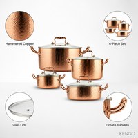Ensemble de casseroles et poêles en acier inoxydable 5 plis, style américain, durable, compatible induction, 4 pièces avec couvercles, vente en gros