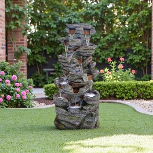 Rotstuin Hars Binnen/Buiten Water Vliesgevel Ornament Kunstmatige Herfst Waterval Fontein Decoratie Voor Tuin Of Tuin Gazon - Product Image 4