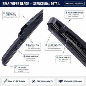 Lame d'essuie-glace arrière multifonctionnelle 9-16 pouces universelle pour voiture, SUV, camion, <span class=keywords><strong>pare</strong></span>-<span class=keywords><strong>brise</strong></span> arrière, essuie-glace en caoutchouc auto - Product Image 5