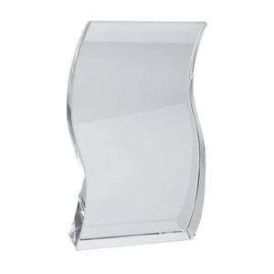 Trophée en verre blanc avec plaque en bois, H=140 mm, techniques d'impression UV, pour récompenses, accueil des invités, salons professionnels, cadeaux promotionnels - Product Image 1