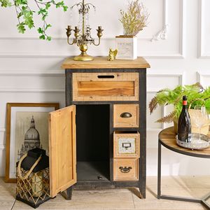 Wholesale Home Living Room Use Farmhouse Rustic Accent Solid Wood Storage Cabinet Vintage Wooden <b>Sideboard</b> 4 Drawers 1 Door <b>ART</b> - Product Image 4