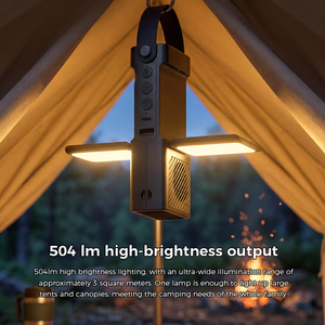 Ventilateur de camping portable 3 en 1 avec lumière LED, ventilateur de refroidissement haute vitesse rechargeable 3000 mAh pour tente, randonnée, voyage en plein air - Product Image 6