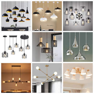 Lampara Colgante De TechoペンダントライトE27ベースロフトシーリングライトロン素材レトロ工業用ハンギングランプシャンデリア - Product Image 2