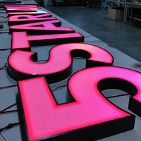 Panneau en acrylique noir, lettres 3D multicolores changeantes RGB, enseigne LED RGB, enseigne personnalisée pour entreprise, logo extérieur