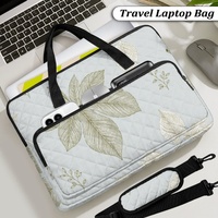 Sac pour ordinateur portable matelassé personnalisé avec imprimé tropical Monstera Hawaïen, style Art Déco floral, pour le shopping, les voyages et le transport quotidien