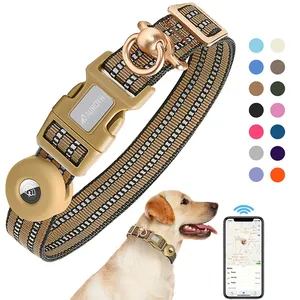 Collares de Adiestramiento Táctico Ajustables para Perros de Alta Calidad, <span class=keywords><strong>Collar</strong></span> de Nailon Reflectante con Logotipo Personalizado y Espacio para AirTag - Product Image 1