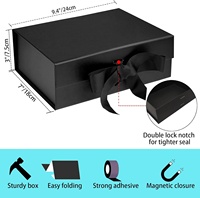 Coffret Cadeau Magnétique de Luxe Noir, Taille Moyenne, pour Noël, Nouvel An, Mariages, Anniversaires – Emballage avec Ruban