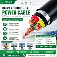 Cable de Alimentación de Cobre Puro de Alta Calidad 99.9%, 4 Núcleos, YJV22 0.6/1kV, Aislamiento XLPE, Cable Eléctrico Blindado STA para Construcción
