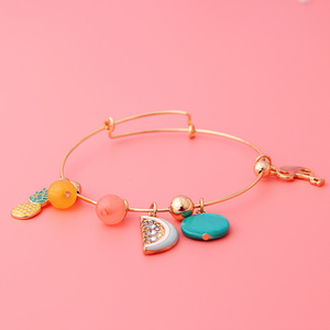V & R idiota y Ani epoxi piña sandía carcasa disco flamingo colgantes chapados en oro elástico Alex pulseras de pandora - Product Image 3