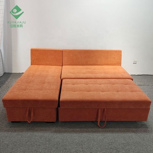 Sofá <span class=keywords><strong>cama</strong></span> de 3 asientos con marco de madera maciza a precio de fábrica con almohada extraíble para reposacabezas, sofá Seccional de terciopelo <span class=keywords><strong>naranja</strong></span> para sala de estar - Product Image 4