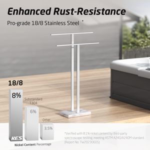 Portasciugamani a 2 livelli portasciugamani con Base in marmo per pavimento in acciaio inox con finitura spazzolata - Product Image 3