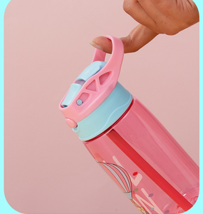 Bouteille d'eau de sport en plastique de 480 ml avec bec de canard et paille, gobelet à bec motivant pour enfants, pour la rentrée scolaire, les excursions en plein air - Product Image 6