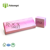 Pochettes d'emballage cosmétique en carton noir et rose haut de gamme, gaufrées, laminées mat, doublées éponge, écologiques et personnalisables