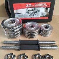 Ensemble d'haltères réglables en chrome et acier pour la musculation à domicile, 15 kg/20 kg/30 kg/50 kg
