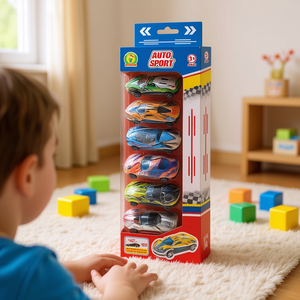 Ensemble de voitures de sport en métal moulé sous pression, 6 pièces, 32x10x4cm, jouet de course à rétrofriction pour enfants de 3 ans et plus - Product Image 3