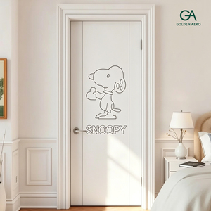 Pegatina Decorativa para Puerta Interior de Madera Maciza con Diseño de Contorno Blanco de Snoopy para Decoración de Habitaciones de Villas - Product Image 4