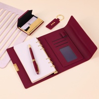 Set de Regalo de Cuaderno de Hojas Sueltas de Lujo, A5/A6/A7, Cuero PU, Hebilla Metálica, Agenda con Acabado Aceitado, Tapa Dura, Material de Oficina