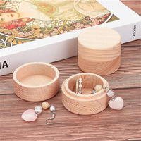 Boîte de Rangement en Bois Naturel, Petite Boîte Ronde à Bibelots, en Pin, à Peindre Soi-même