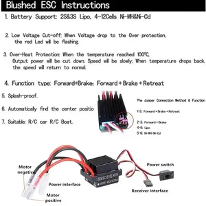 NEEBRC 320A مقاوم للماء 5V/2A BEC نحى ESC 2-3S تحكم السرعة لسيارة الزاحف RC قارب سيارة الزاحف ، محرك ناعم TRX محوري - Product Image 6