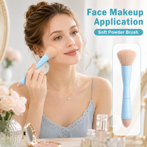 Pinceau de maquillage de voyage portable OEM 4-en-1 détachable double embout pour poudre, fard à paupières, correcteur et estompeur, avec logo personnalisé - Product Image 3