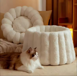 Cama para Mascotas de Lujo en Oferta, Cálida, de Algodón PP, con Diseño de Gato de Dibujos Animados, Base Antideslizante, Forro Polar, Forma Redonda, Personalizable, para Perros y Gatos - Product Image 3