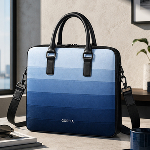 Vintage Handmade Blue Gradient Unisex Luxury Business Briefcase Laptop <b>Bag</b> Office Crossbody <b>Bag</b> OEM ODM for Business Use - Product Image 4